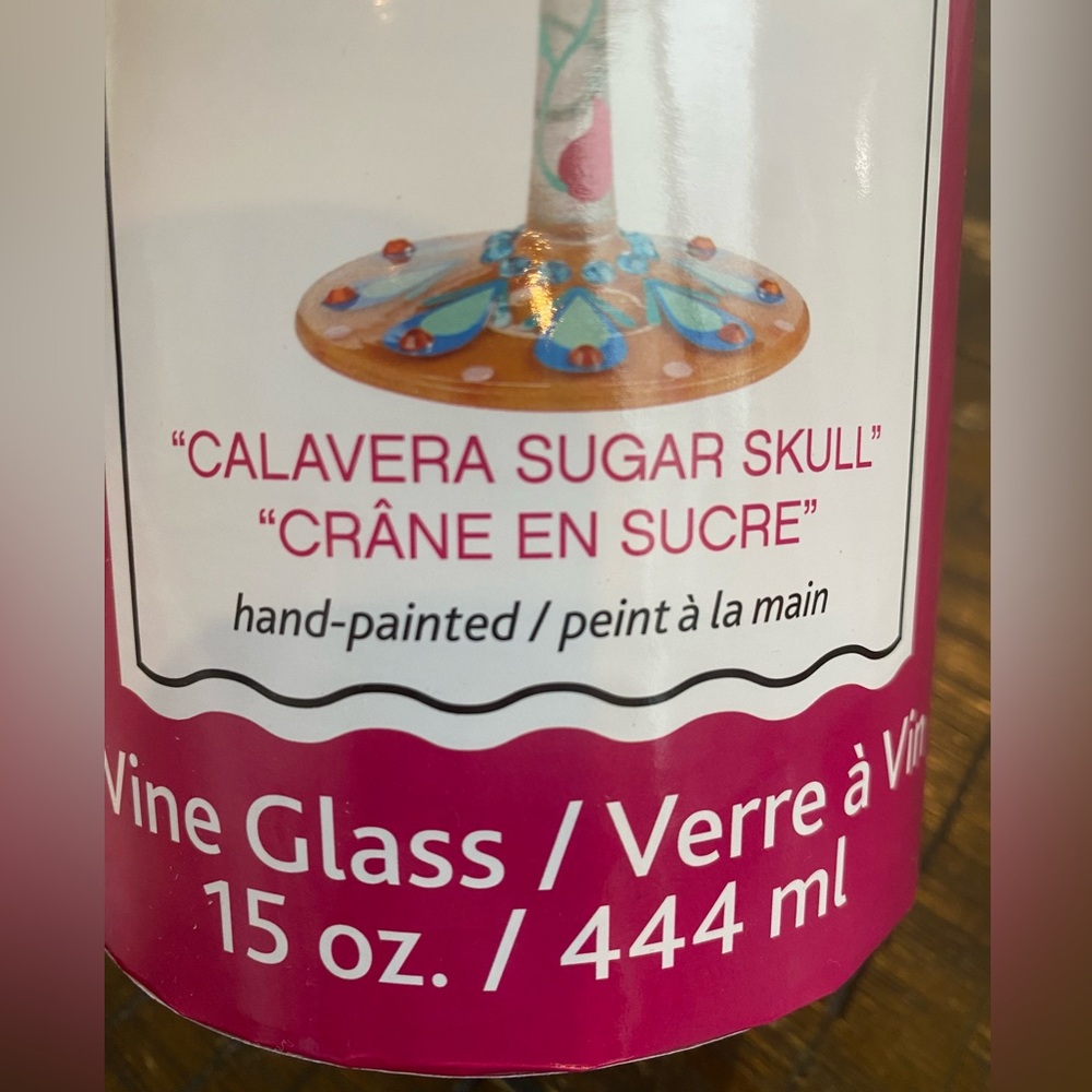 🌸”Calavera Sugar Skull” Hand Painted Wine Glass - Picture 11 of 15